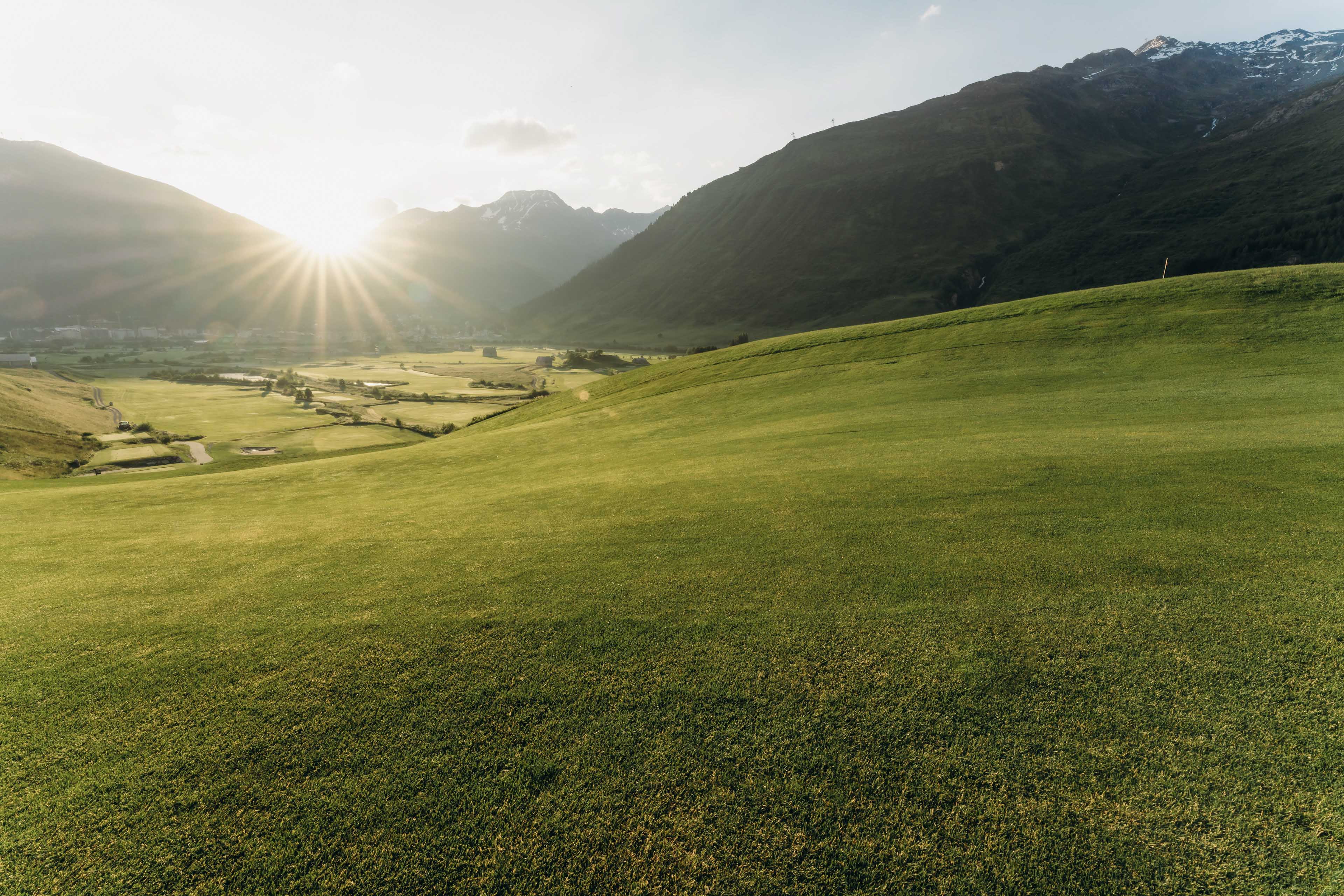 Sunrise over the valley in Andermatt