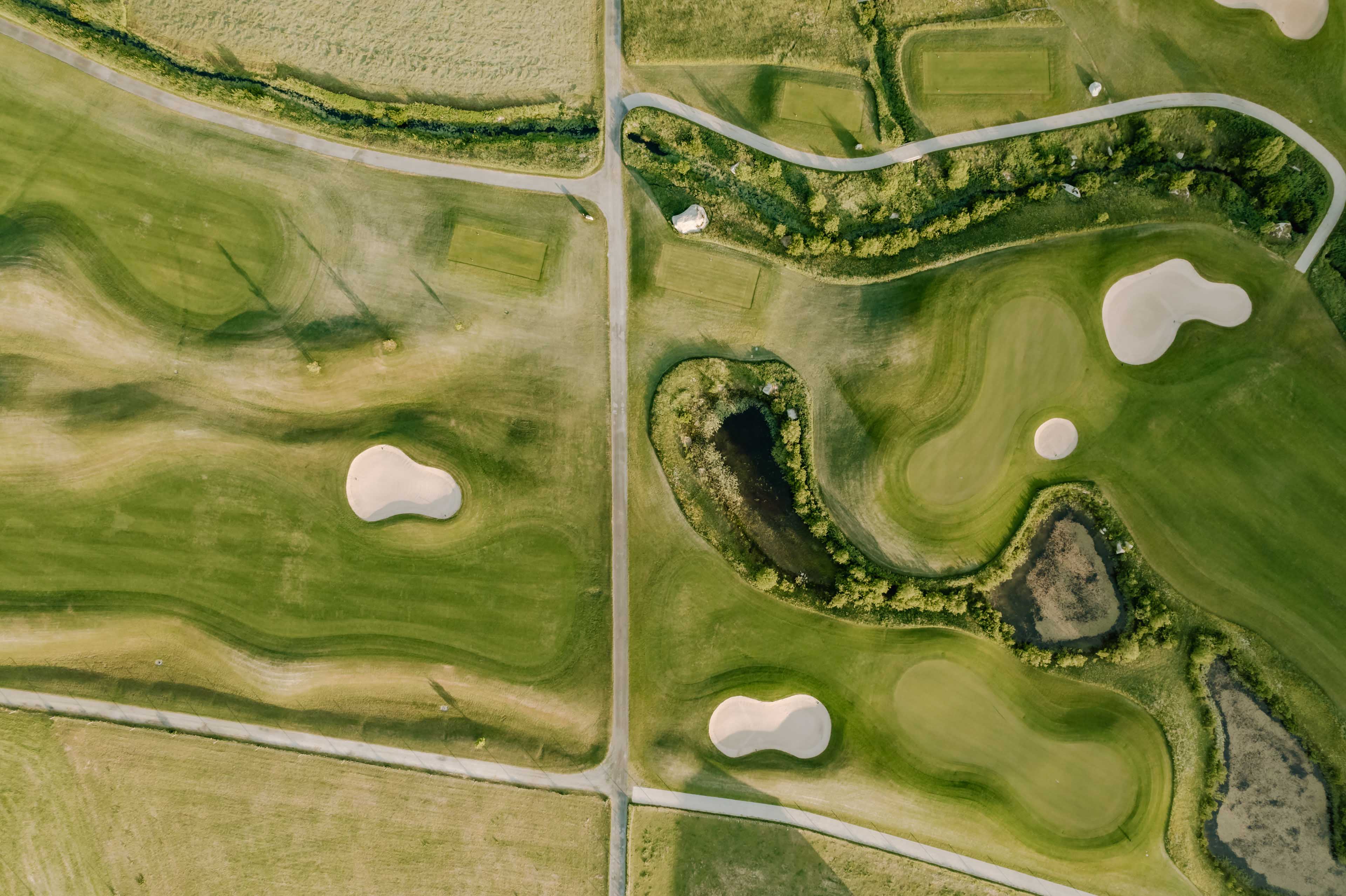 Bird eye view on the golf course