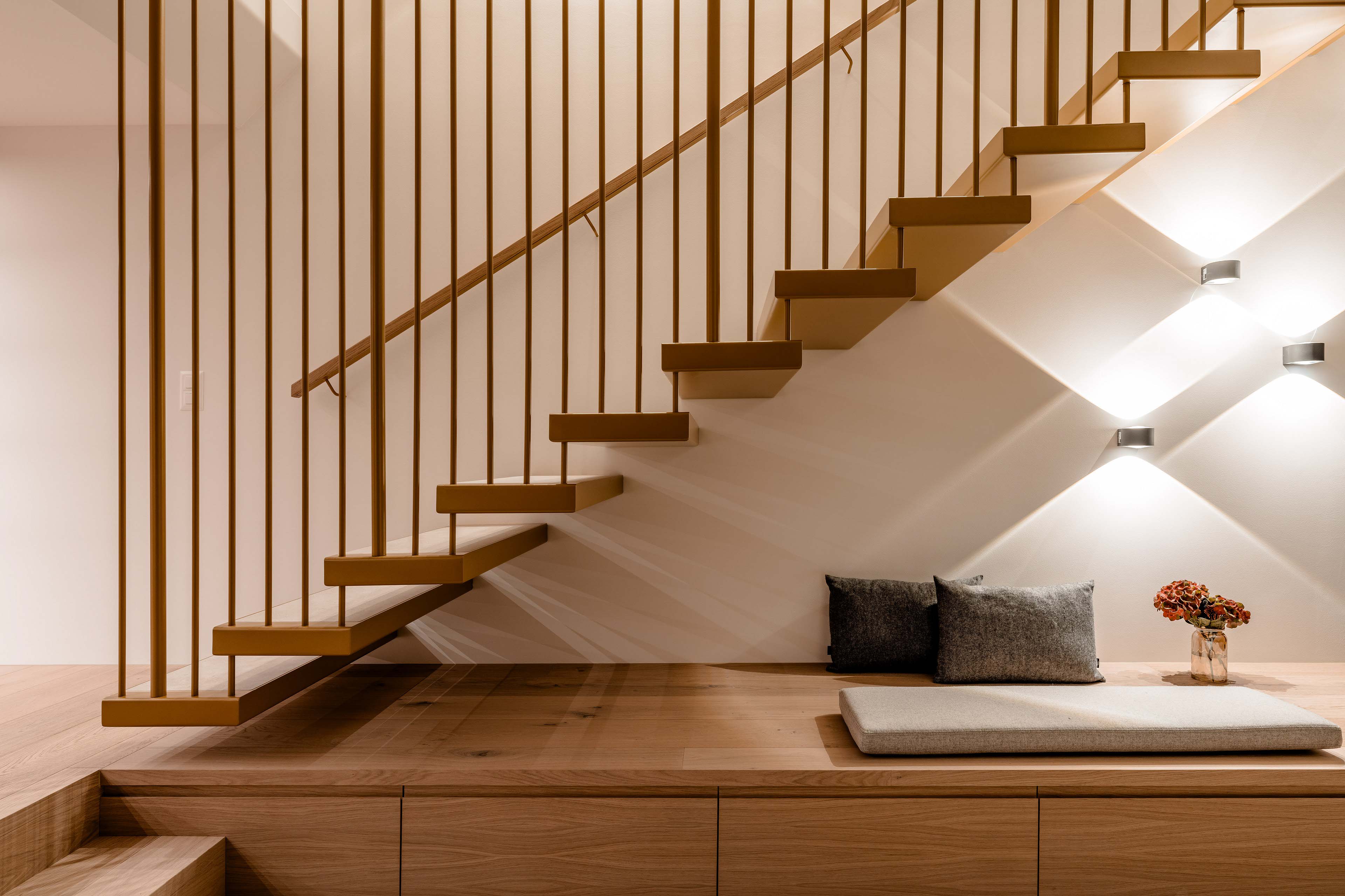 Architectural detail of the Edelweiss Penthouse staircase close-up