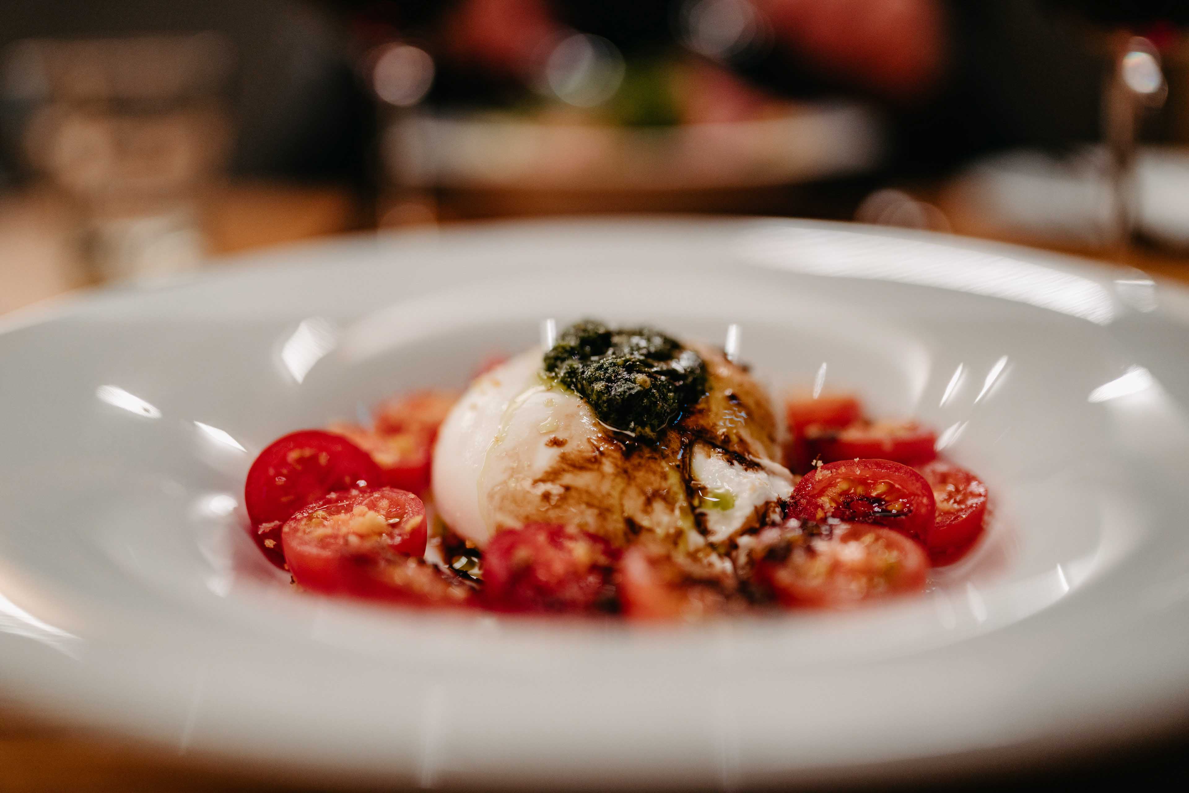 Tomato with mozzarella and basil