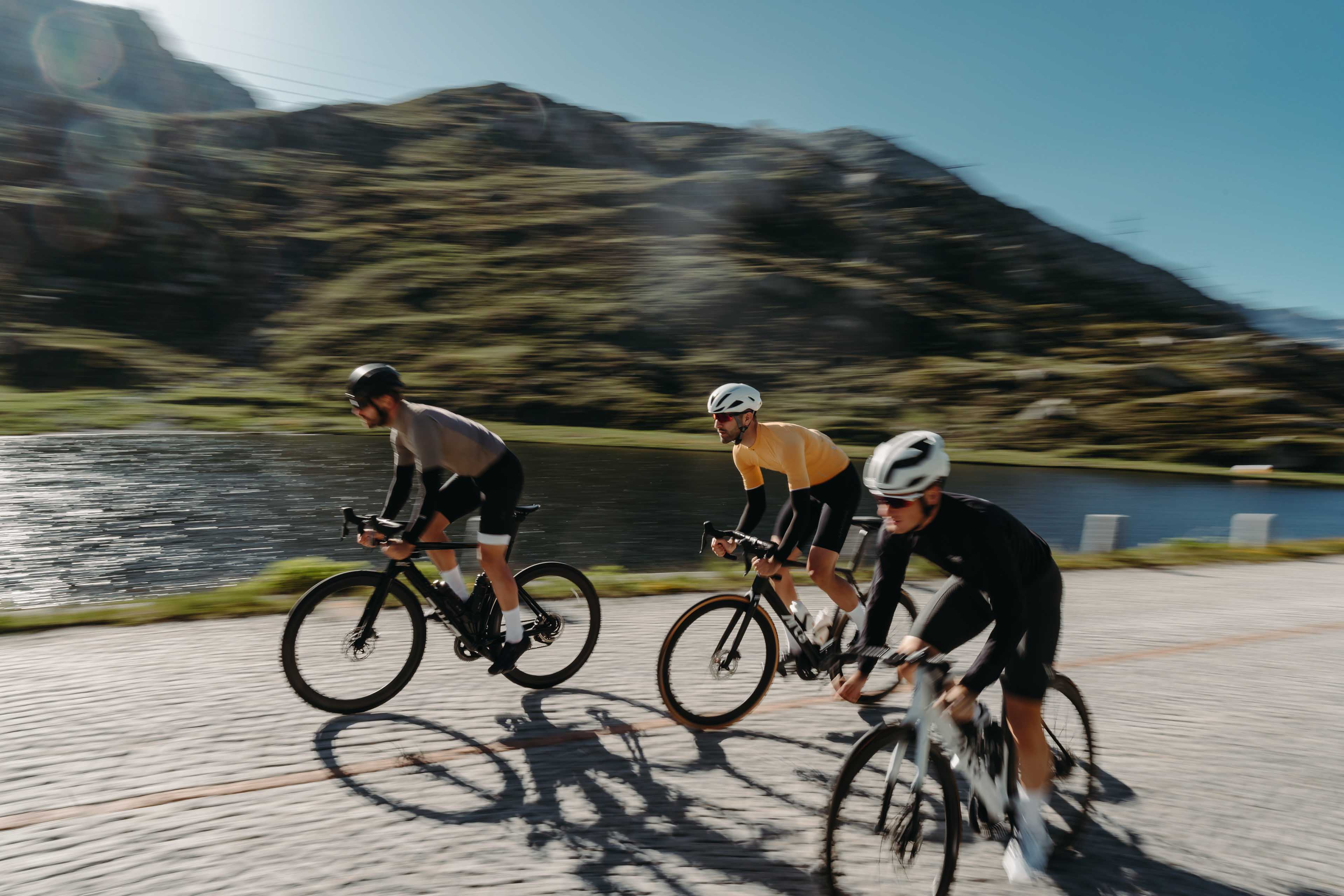 Road cyclists on the Gottardpass, Switzerland